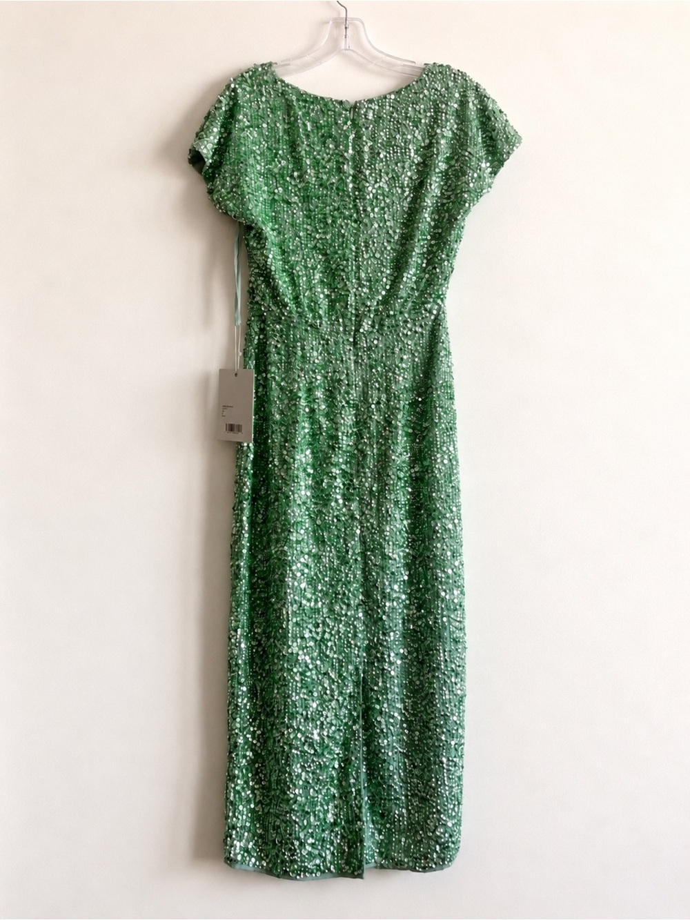 Mac Duggal Sequined Wrap Over Cocktail Dress in Sage Green size 4, 10 #10766 - Picture 5 of 12